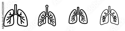 The Lungs Icon is a simple, isolated line illustration that represents human lungs, symbolizing respiratory health, pulmonology, and breathing, ideal for medical and healthcare uses