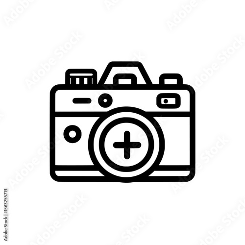 Add an icon for a picture, add an icon for a photo, a camera with a plus icon, modern drawing