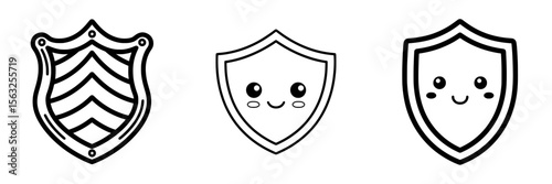 The linear style icon represents a shield, symbolizing protection, and has an editable stroke width