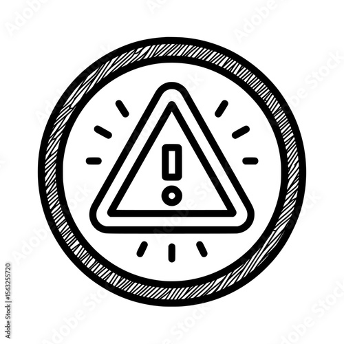 A flashing alert or warning is depicted in a linear style icon of a sign, with editable stroke width