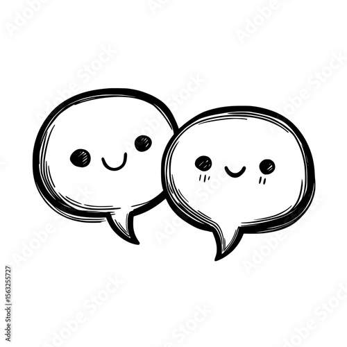This linear style icon depicts chat through speech bubbles, which represent conversation or messaging, and its stroke width can be edited
