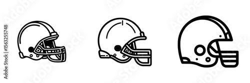 Linear modern graphics sign symbolizing american football player helmet icon