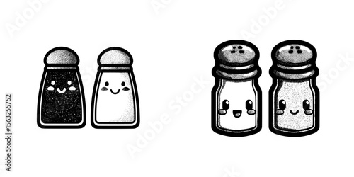 A modern illustration featuring a salt and pepper shaker icon on a white isolation