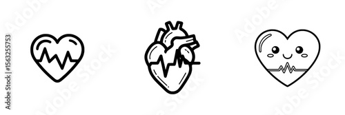 Cardiovascular health is symbolized by a linear style icon featuring a heart and pulse, with adjustable stroke width