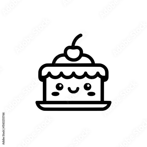 A sweet food icon presented in a flat style, featuring a modern illustration of a birthday cake on an isolated background, symbolizing a cupcake sign business concept