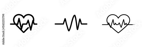 Modern heart beat graph with a red line icon isolated on a white background