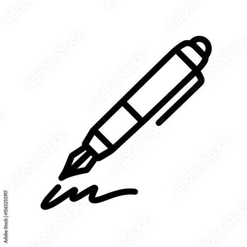 For business apps and websites, a line art icon featuring a pen signing a contract is used