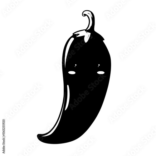 This flat cartoon visual of a solitary red chili pepper, characterized by its modern style and set against a clean white background, comes in the form of an EPS file that is both editable and