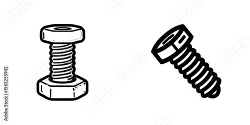 The metal bolt head icon is accompanied by a metal nut bolt icon with a modern design and illustration