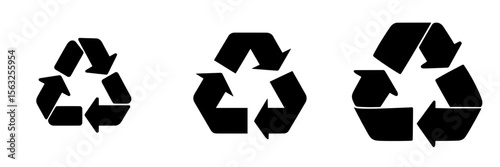 A flat icon featuring green recycle or recycling arrows is suitable for apps and websites