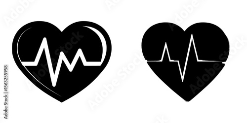 Flat heartbeat or heart beat pulse icons are commonly used in medical apps and websites