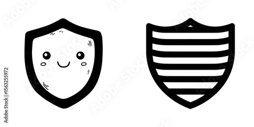A shield icon designed in a modern flat black simple trendy style for use in web and app illustrations, available in .eps
