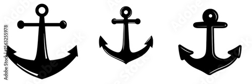 Flat icon of a ship anchor or boat anchor for use on apps and websites