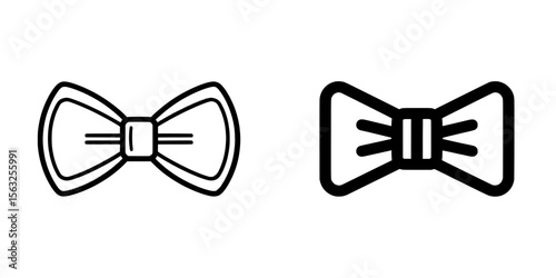 The illustration is a modern symbol of fashion and elegance, featuring a simple outline of a bow tie icon with an editable stroke