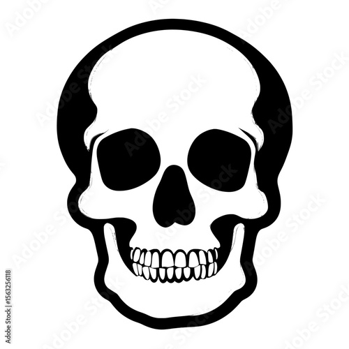 A flat icon of a death skull or human skull suitable for use in games and on websites