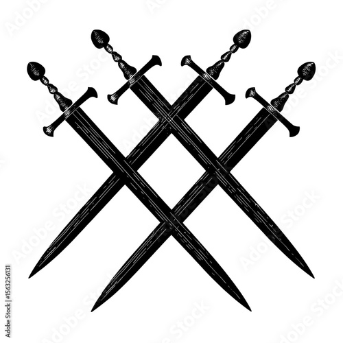 Modern and ancient sword symbols, including crossed icons and sign sets