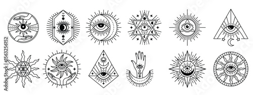 mystical symbols occult emblems meditation magic esoterism alchemy icons mystery stones tarot cards