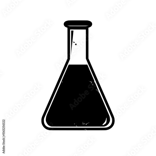 Modern lab flask iconography is showcased in a two-tone aesthetic on backgrounds of black and white