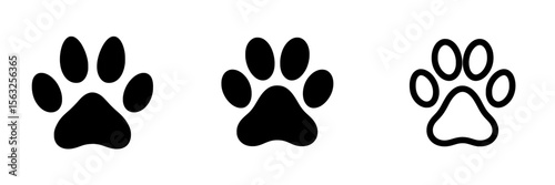 Flat icon of a dog or cat paw print designed for use on animal-themed apps and websites