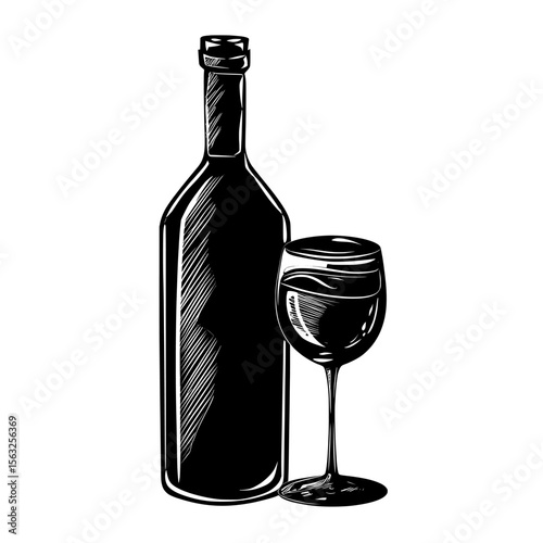Ink and line art are used to create modern wine illustrations, drawings, and engravings with a unique style