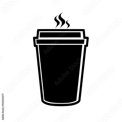 A flat modern icon representing a cup of hot cafe coffee or a caffeine-based drink for use on food-related apps and websites