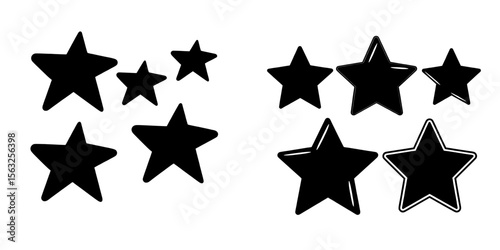 Five-star rating symbol for digital platforms such as apps and websites in a flat design