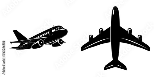 Front view of a passenger plane in modern flat style illustration