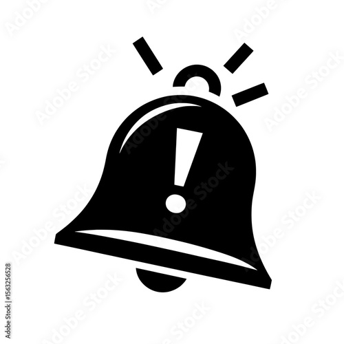 Notification icon featuring a ringing bell and notification number sign, designed for incoming inbox messages on smartphone applications and alarm clocks