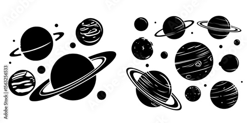 The solar system planets are depicted in a modern illustration on a universe background with a trendy flat style, allowing flexibility in your classroom