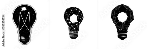 A contemporary incandescent lamp emitting a vibrant glow, featuring a low poly wireframe and defined points, set against a dark backdrop with a polygonal 3D white bright warm light, incorporating