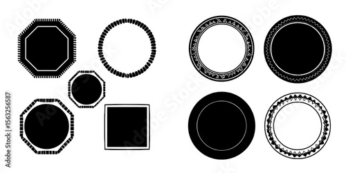 Geometric frame collection made of gold, suitable for use as a decorative element in logos, branding, cards, and invitations
