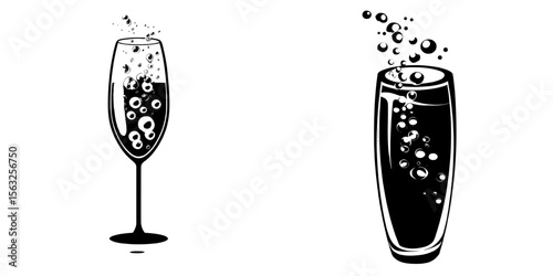 The set of modern fizzy drink bubbles features champagne oxygen underwater, soda pop gas sparkling, and the carbonated drink effect as a symbol of freshness, with aquarium sparkles in an isolated