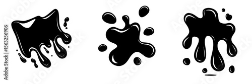 A modern poster depicts chocolate splashes and drops, created using a flat illustration technique