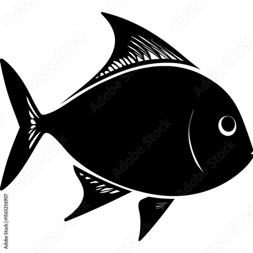 The icon set for fish related themes includes a thin modern design in black and white