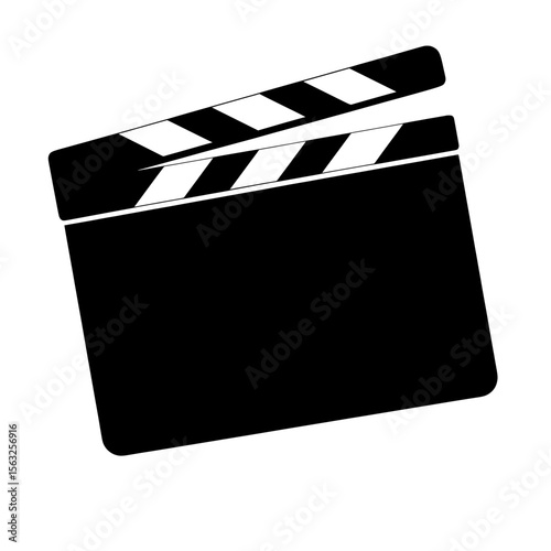 The icon set, featuring a modern 3D realistic movie film clap board in closeup, is isolated on a transparent background and serves as a design template for clapperboards, slapsticks, or other