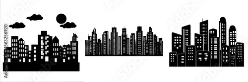 A minimal style defines this town, set amidst a geometric and minimalist city, shown in a modern flat illustration that contrasts day and night