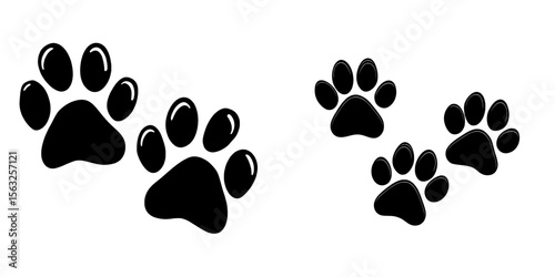 Black doodle paw prints form a seamless patterned background