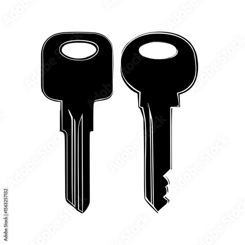 Door keys appear as black silhouettes when set against a white colored background