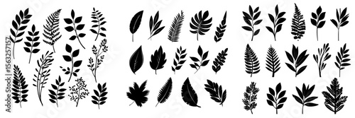 Contemporary assortment of uncomplicated flat green foliage, flora and timber