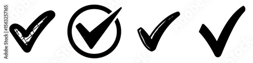 Modern illustration of a tick icon, also known as a black check mark symbol