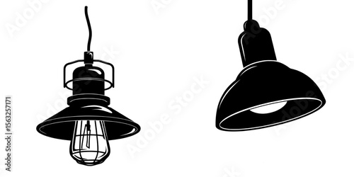 Isolated on a transparent background is a sleek and modern black ceiling lamp with a realistic appearance