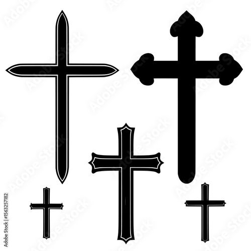 Collection of Christian cross icons in modern illustration