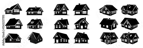 The city's rooftops feature a range of modern, high-tech, and classic houses from a top view perspective