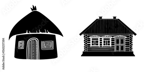 Traditional Indian and Asian rural buildings in Europe and Africa are contrasted with modern flat houses and unique structures like igloos, highlighting diverse home models for town illustrations