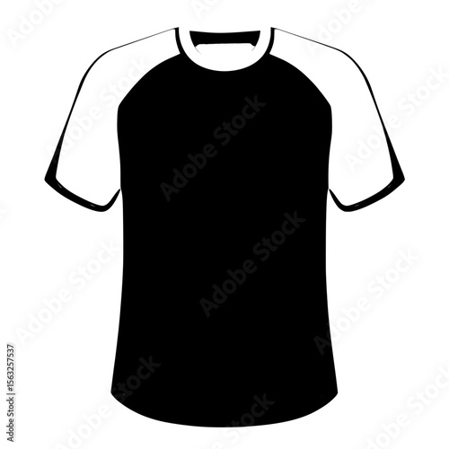 A realistic mockup of a short-sleeved black and white t-shirt is provided, complete with a blank template for custom designs