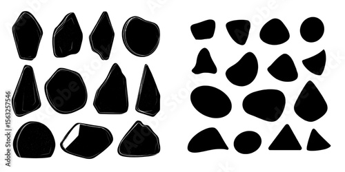 A contemporary assortment of fundamental forms for your creative projects, featuring polygonal components with both sharp and rounded edges