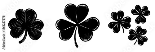The illustration of clover is hand drawn and set for Patrick's day