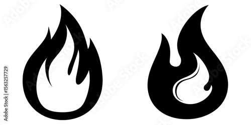 Modern illustration of a fire sign with a flame icon isolated on a white background