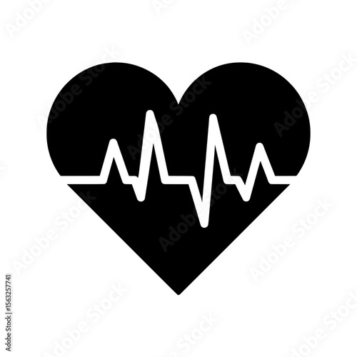 A modern illustration features a set of heart icons, including a heartbeat icon placed on an isolated background, which symbolizes a cardiogram heart logo created in linear style