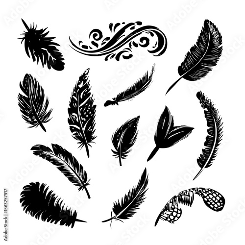 Collection of manually painted chalk brushes, brush strokes, and decorative elements